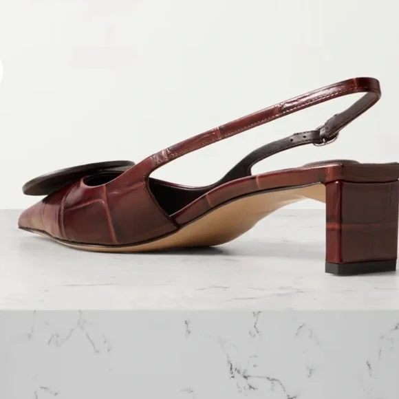 JACQUEMUS
Duelo embellished croc-effect leather slingback 39 - Picture 3 of 7